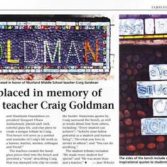 Article in La Jolla Light (01-02-14 Page B11) about the Craig Goldman bench.