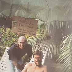 Relaxing on Lord Howe Island (1997) - I still have the sign Craig made!