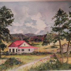 Craven's beautiful watercolor of our home on Mountain View Rd in Manchester! It's so amazing and we'll always have it!