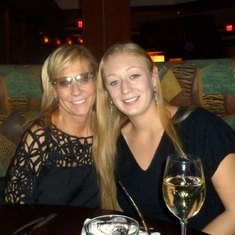 Mother and daughter share a family dinner in West Palm Beach with the Douglas Clan
