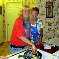 Thanksgiving at my parent's house in Florida.  Mom and daughter throwing down in the kitchen.