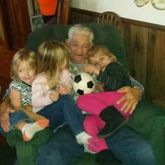 Curley Cloud with (from left) great granddaughter Emma Woodard, Lilly Cole, great granddaughter Abigail "Abby" Myers