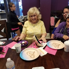 This was Cynthia at my bachelorette chocolate shoe painting party.