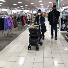 First time out in Massachusetts with the gang- buying mom real warm clothes