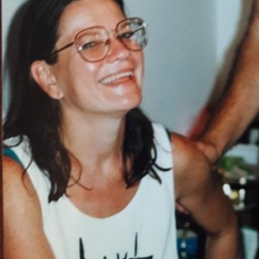 Cynthia in Ocean Grove in 1996, celebrating first anniversary with Lan.