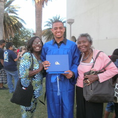 Dakota with Grandma J and Great-grandmother Willie Mae Fletcher at HS graduation