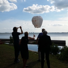 Launching one of the lanterns