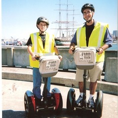 Danny with his Uncle Dan in San Francisco on Segways