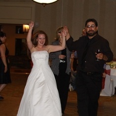Becky and Travis at her wedding.  What fun!