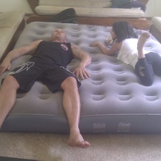 Dan and Mia testing out the inflatable mattress :D