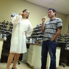 Daniela with Pablo Ambriz. Two Perfumers smelling the good scents.