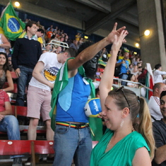 High five'ing a gorilla when Brazil won