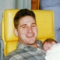 This picture was taken of Darin the day his twin children were born in Jan. 1995.