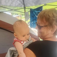 Grandma with baby Ziah. Camping 2020