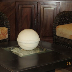 This is the salt urn that Darlene was laid to rest in Jaltemba bay on Jan 10