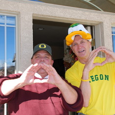 David and Gary being Oregon Ducks (Gary's Alma mater)