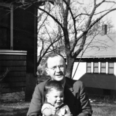 Dave Pfuetze and his father Scott Pfuetze, taken in 1937 in front of their home at 1810 Leavenworth.  The clothing worn by Dave are now part of the Riley County Historical Society's Pfuetze collection at the Riley County Historical Museum