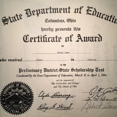 Scholarship Test Certificate
