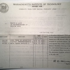 David's MIT Grades. Stellar as usual!
