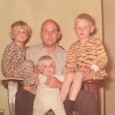 Andrea, Tina, Dave, and Ben, 1968.  Apparently animal prints were big back then!