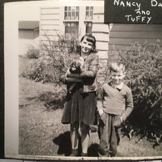 Sister Nancy, David and pet "Tuffy".