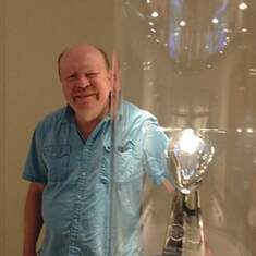 With the Vince Lombardi Trophy at the Packer Hall of Fame.