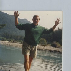 Dave in glacier fed waters at Olympic National Park Aug '92
