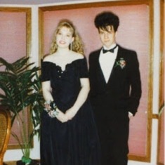 Senior prom - 1991, with his friend Carrie.