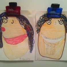 Kaitlyn's drawings of Dave and me - 2011