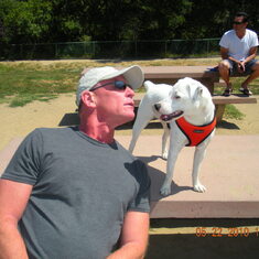 David and Bexar at Mulholland Dog Park Los Angeles CA
