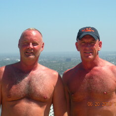 Barry and David at top of Runyon Canyon Los Angeles CA