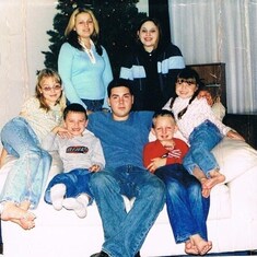 David, his sisters and young cousins