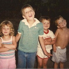 David in First Grade, here with his sister Melanie and brothers Jon and Aaron