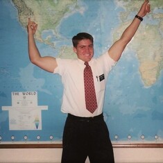 Elder Taylor in the MTC showing from Utah to Lithuania