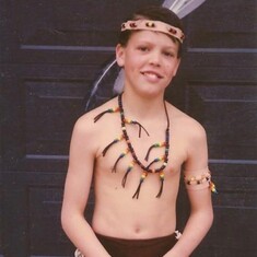 David in scouts - dressed as an indian to earn his Indian Lore merit badge