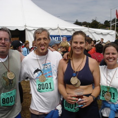 The PFEL Big Sur marathon relay team in 2005.  Dave, Roy Mendelssohn, Cara Wilson and Cindy Bessey.  Missing from the photo in Andy Leising