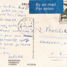 In 1983 Dave and family went to the UK and he sent me this postcard in French. I do not speak French