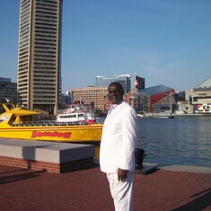 Ayi ready to board the water taxi/ sea dog
