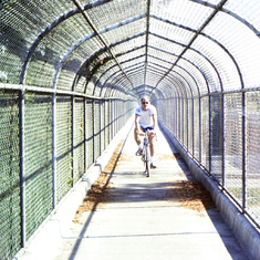 Palo Alto Pedestrian Bridge, Dave biking