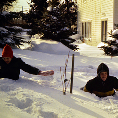 Susan, Dave in Cleveland snow,  Shaker Hts., 1977?