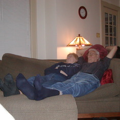 Nov 2003 Mom Dad sleeping on Amys couch