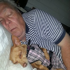 Dave napping with Kiki