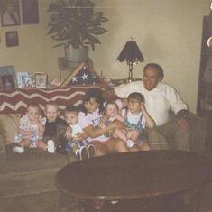 Uncle David with grandma Dee's grandkids: Megan, Jacob, Steven, Kelly, Brittany, Amanda