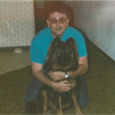 Dave and his beloved dog, Pepper /about 1990