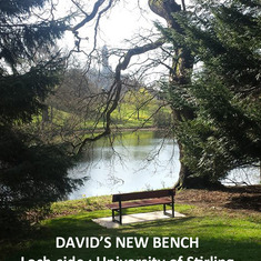 David's new bench by the loch at Stirling Uni.