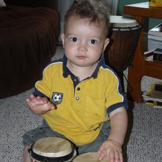 Dave's grandson Joseph - never too early to start playin' the bongos.