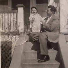 Davey and Dad on the steps of our first house on Bloom Ave. In Toronto
