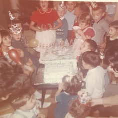 Mifsud cousins. My 3rd birthday. I'm in blue. Dave in white shirt to my right.