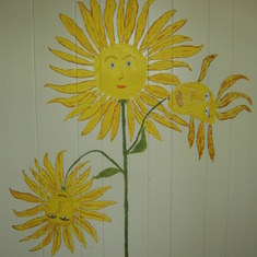Dave painted these sunflowers on his wall in Ann Arbor