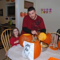David and Brittany carving pumpkins fall of 2011